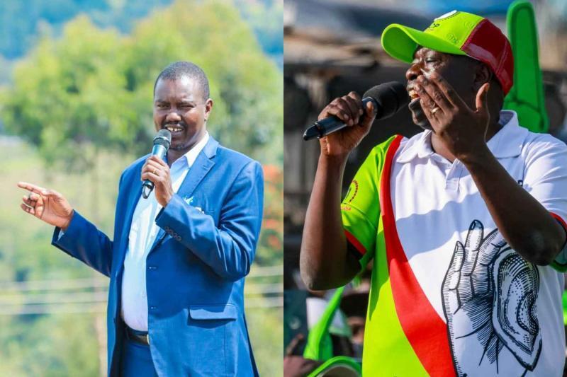 Collage photo of Senator Jackson Mandago and Rigathi Gachagua.